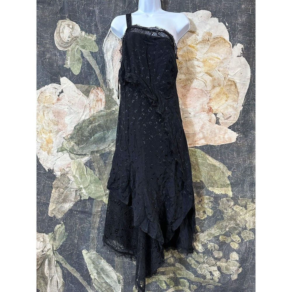 By Anthropologie Asymmetrical Lace Maxi Dress Size 6 - Picture 6 of 10
